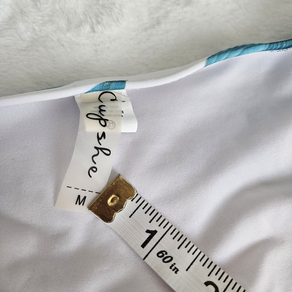 ​Cupshe Leaf Print Cross-Front Bikini - Teal/White Medium (M) - Picture 3 of 7